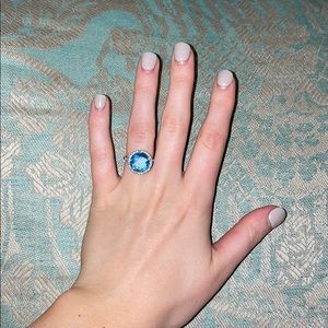 Genuine London blue Topaz and white gold ring, 6.5